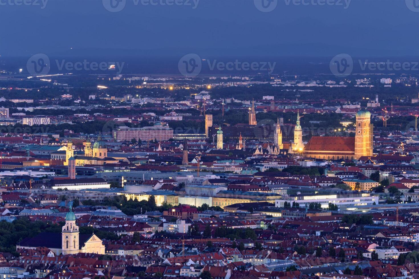 Night aerial view of Munich, Germany photo