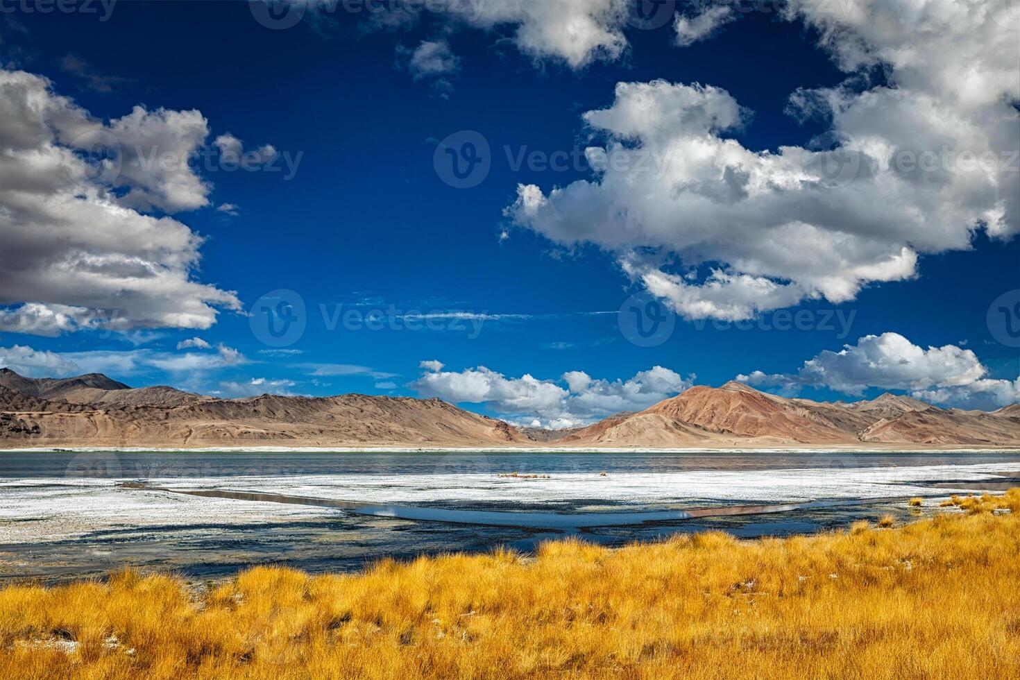 Mountain lake Tso Kar in Himalayas photo