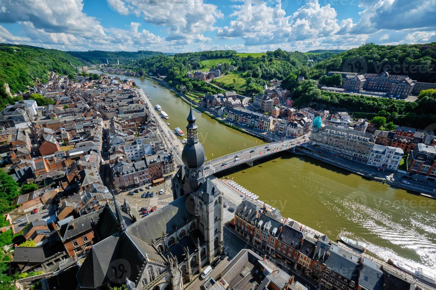 Aerial view of Dinant town, Belgium photo