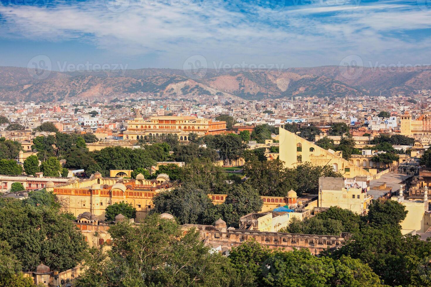 Panorama of aerial view of Jaipur, Rajasthan, India photo