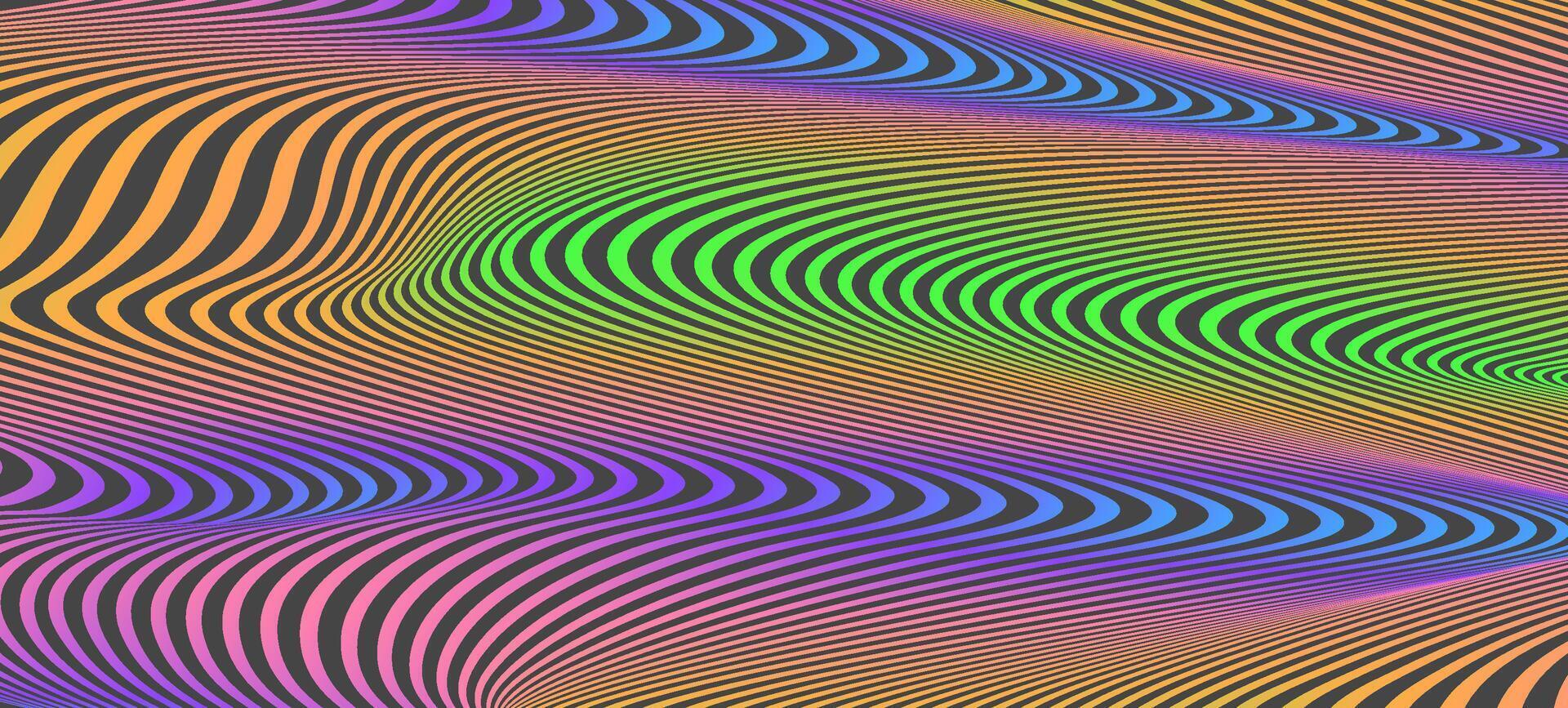 Vector futuristic glitch art. Dynamic vector background with abstract flow and neon lines and colors. Modern technology digital chaos concept design.