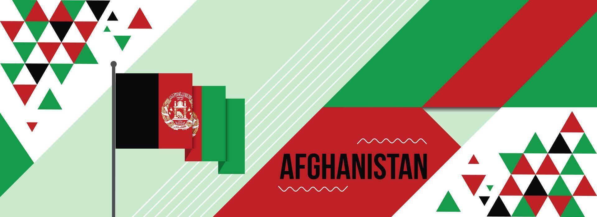 Afganistán nacional o independencia día bandera para país celebracion. bandera de Afganistán con elevado puños moderno retro diseño con tiporgafia resumen geométrico iconos vector ilustración