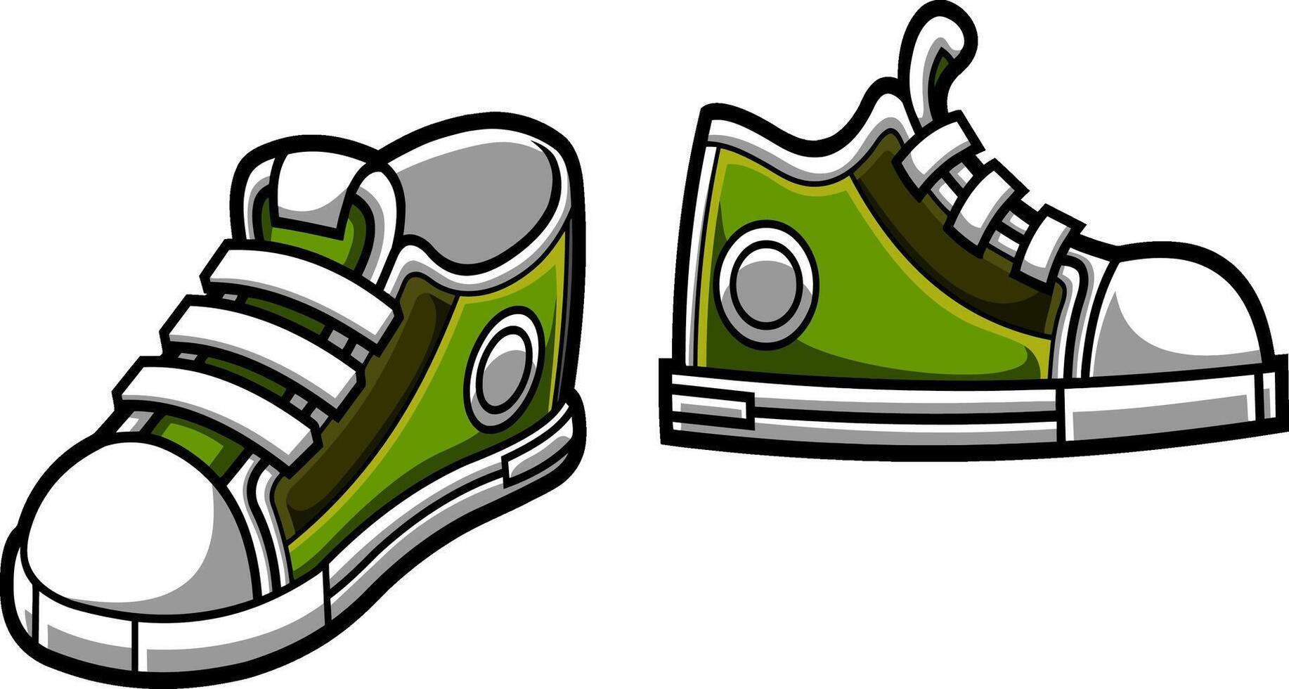 Cartoon Sneakers. Vector Hand Drawn Illustration Isolated On Transparent Background