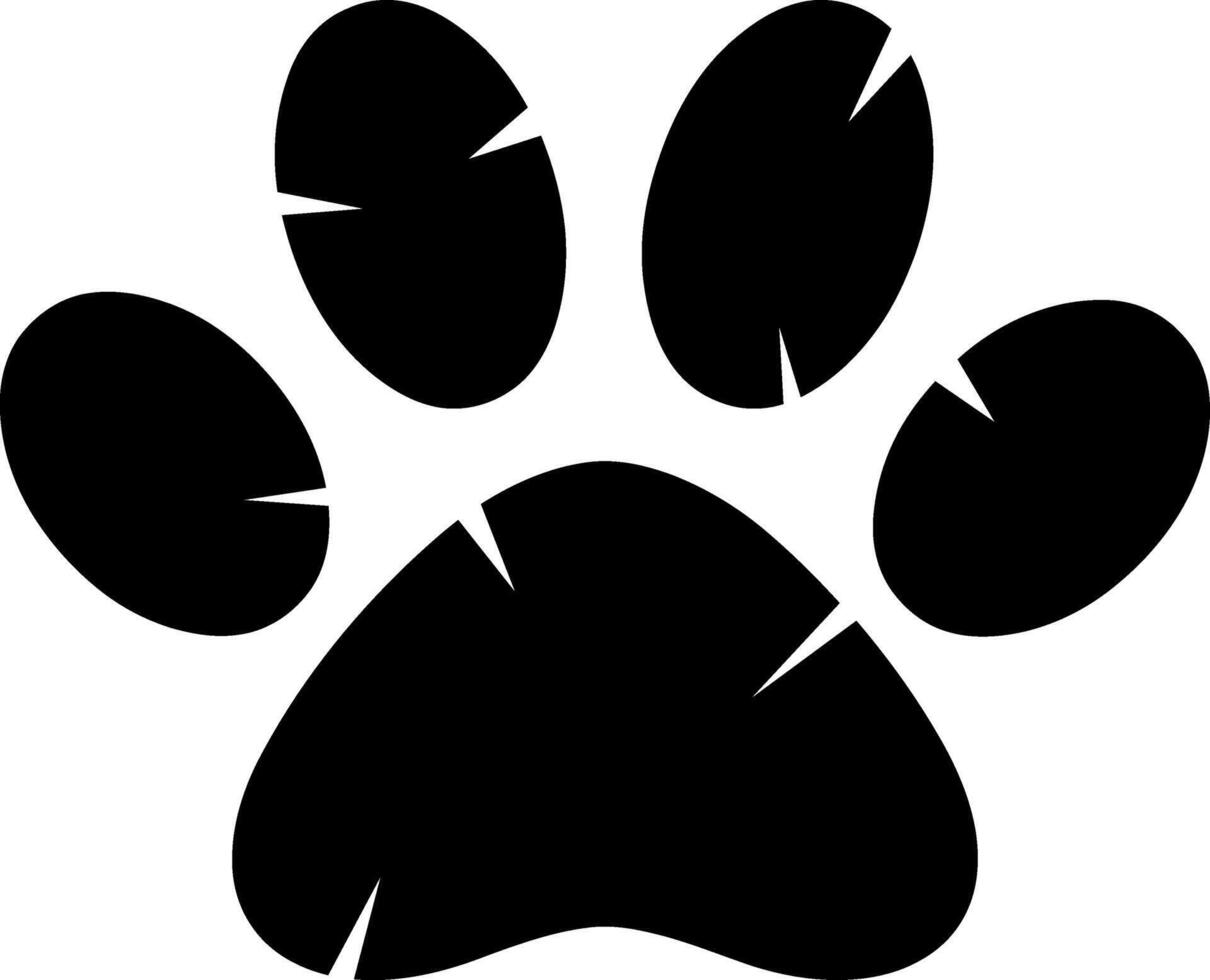 Black Paw Print Logo Flat Design. Vector Illustration Isolated On White Background