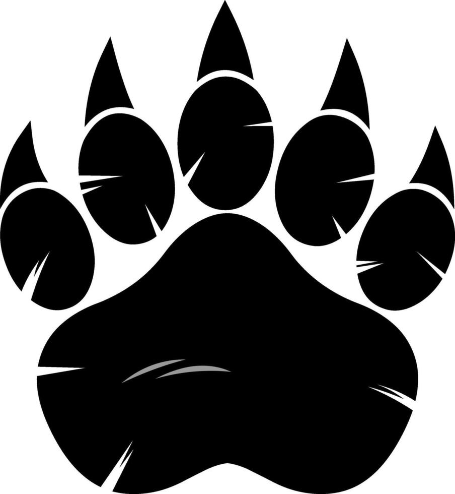 Black Bear Paw With Claws Print Logo Design. Vector Illustration Isolated On White Background