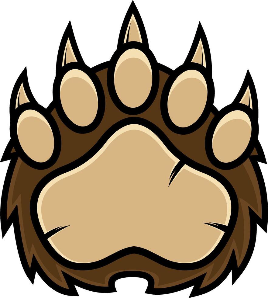 Bear Paw With Claws Print Logo Design. Vector Illustration Isolated On White Background