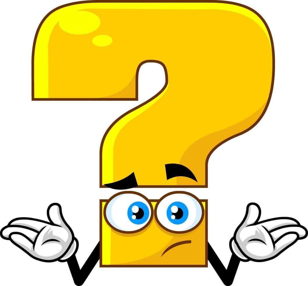 Yellow Question Mark Cartoon Character With A Confused Expression vector