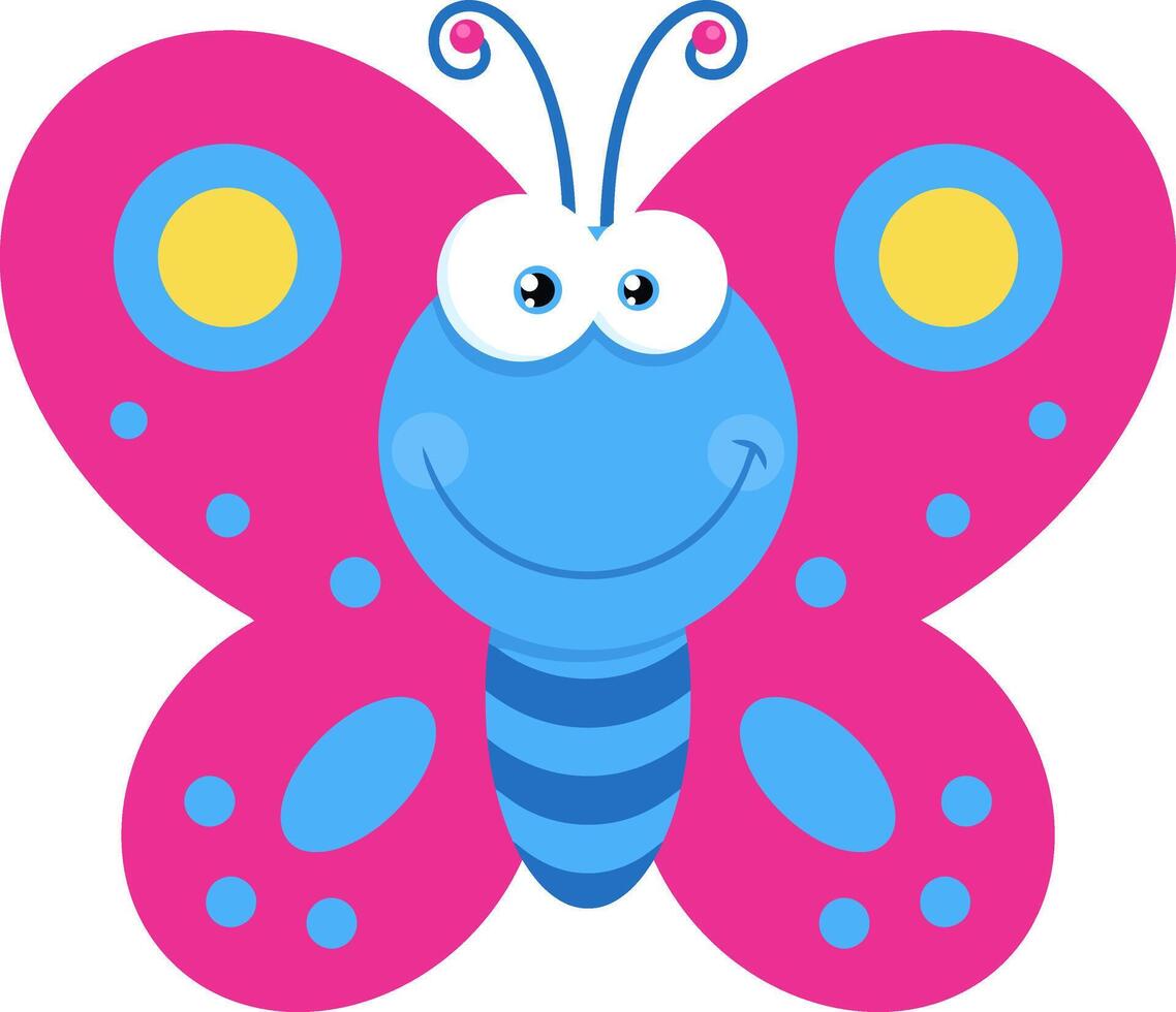 Smiling Butterfly Cartoon Character vector