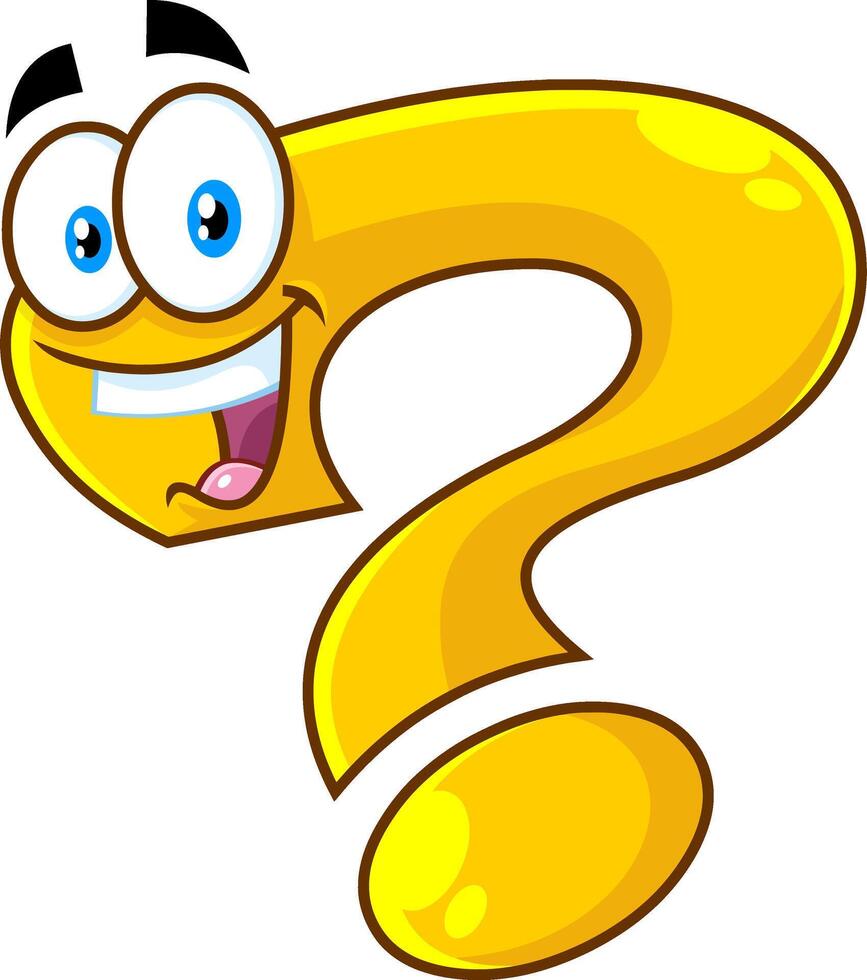 Smiling Yellow Question Mark Cartoon Character vector