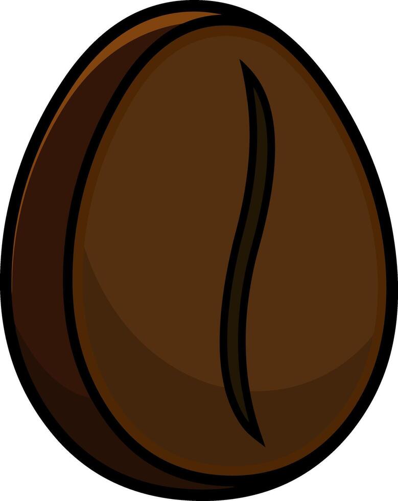 Cartoon Roasted Coffee Bean. Vector Hand Drawn Illustration Isolated On Transparent Background