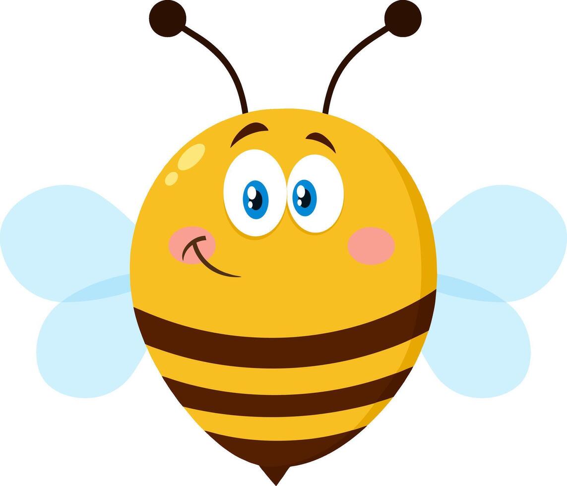 Smiling Cute Bee Cartoon Character. Vector Illustration Flat Design