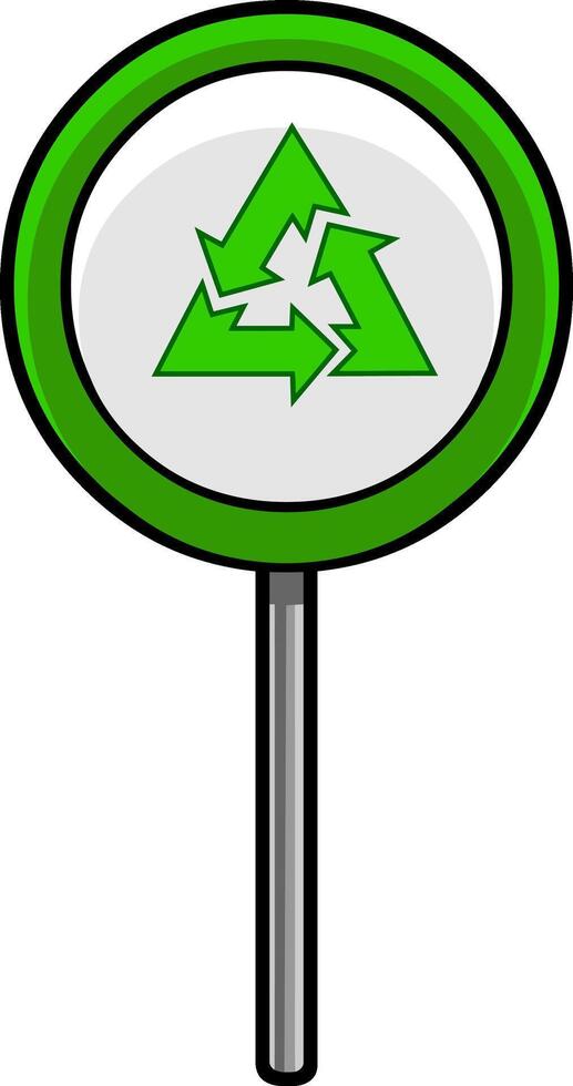 Cartoon Recycle Sign. Vector Hand Drawn Illustration Isolated On Transparent Background