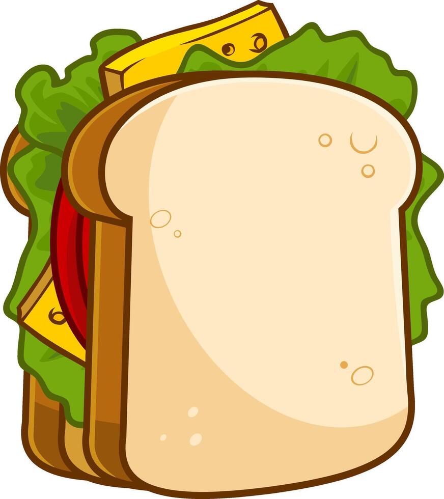 Cartoon Vegetable Sandwich. Vector Hand Drawn Illustration