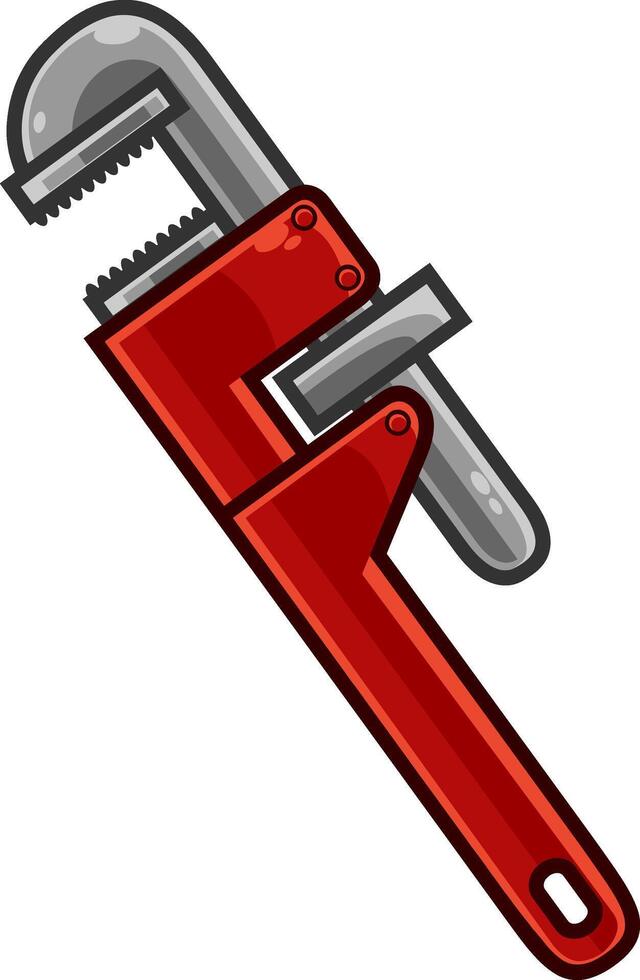 Cartoon French And Spanish Type Pipe Wrench. Vector Hand Drawn Illustration Isolated On Transparent Background