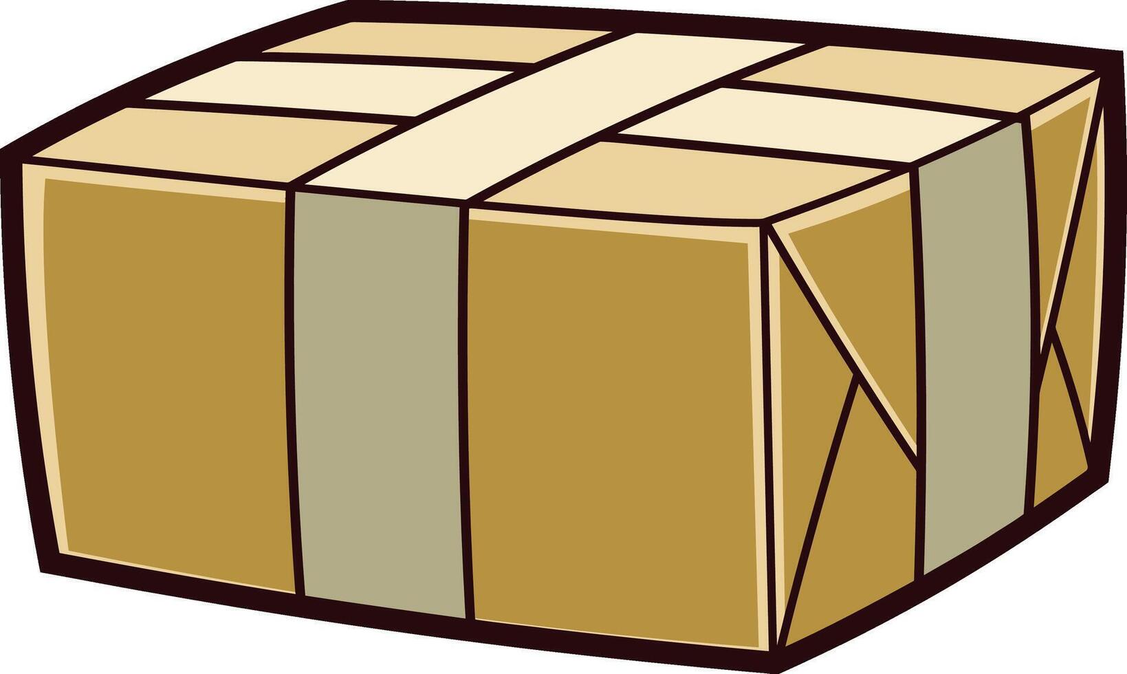 dibujos animados postal marrón papel cartulina caja sellado con cinta. vector mano dibujado ilustración aislado en transparente antecedentes
