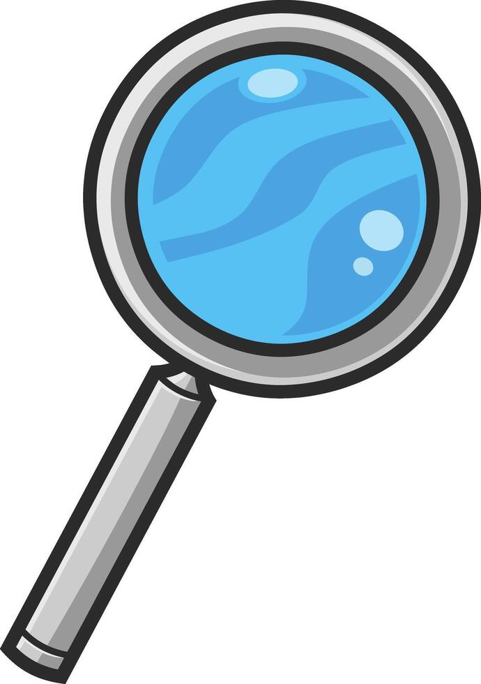Cartoon Magnifying Glass. Vector Hand Drawn Illustration Isolated On Transparent Background