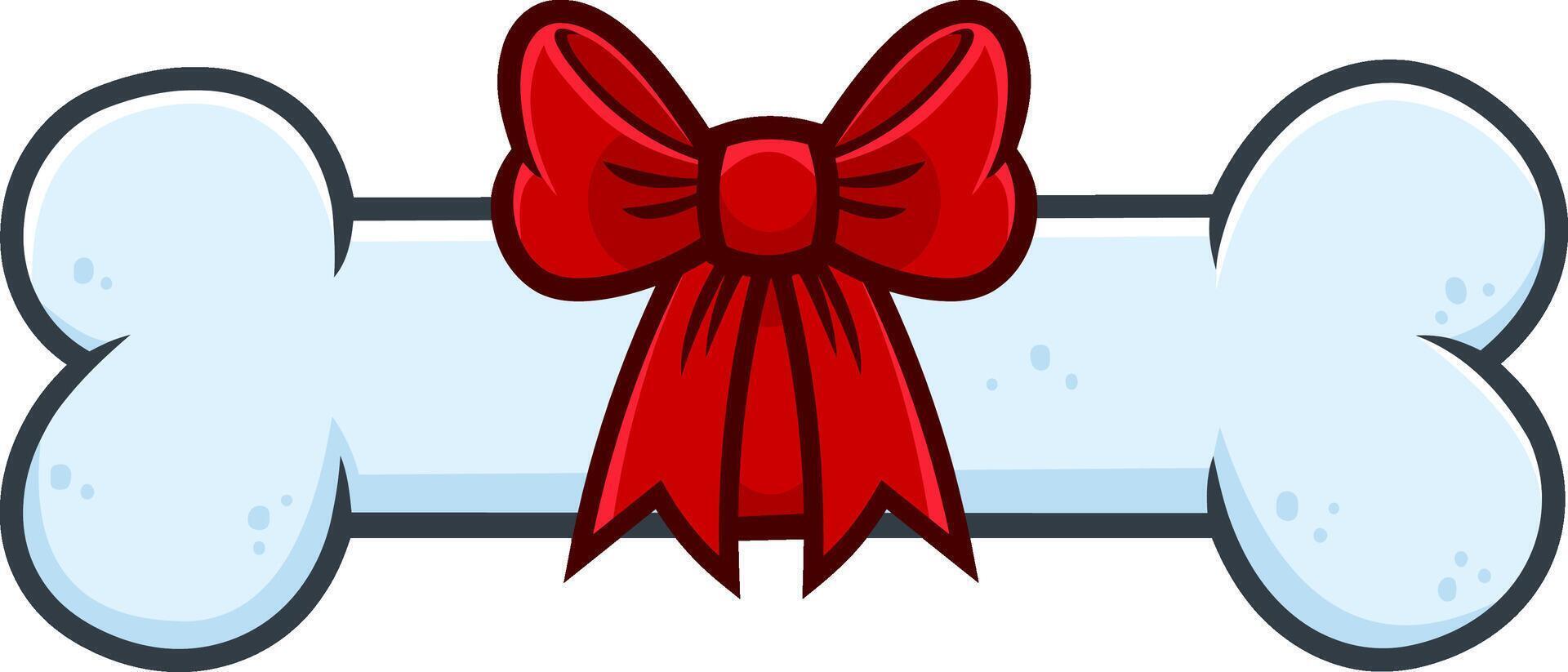 Dog Bone With Ribbon Cartoon Drawing vector
