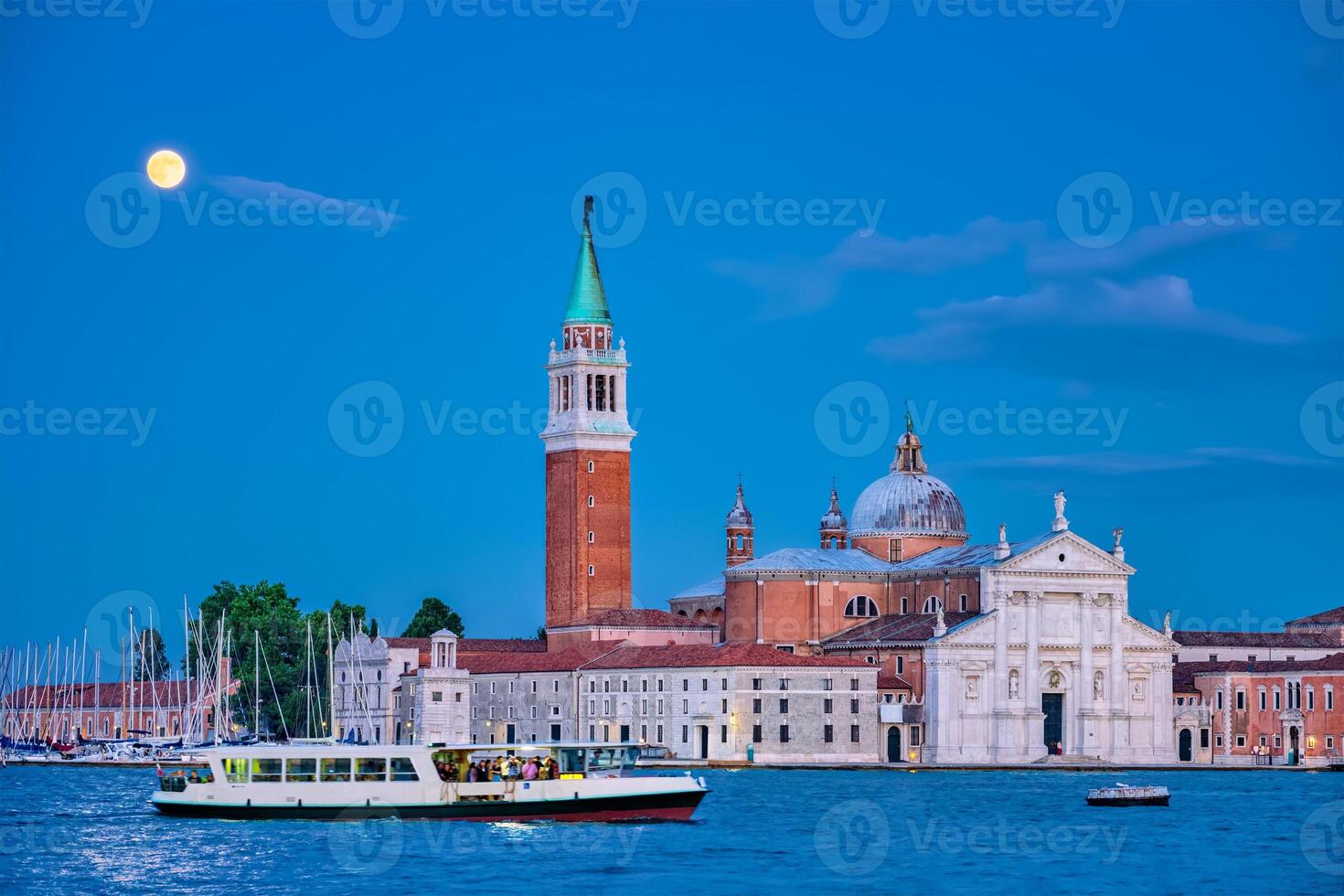 San Giorgio Maggiore Church with full moon. Venice, Italy photo