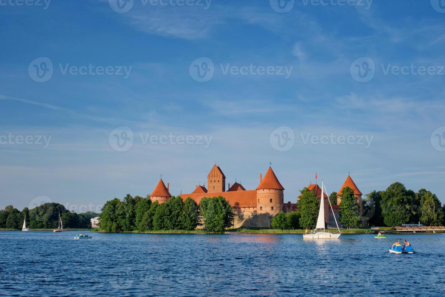 Trakai Island Castle in lake Galve, Lithuania photo