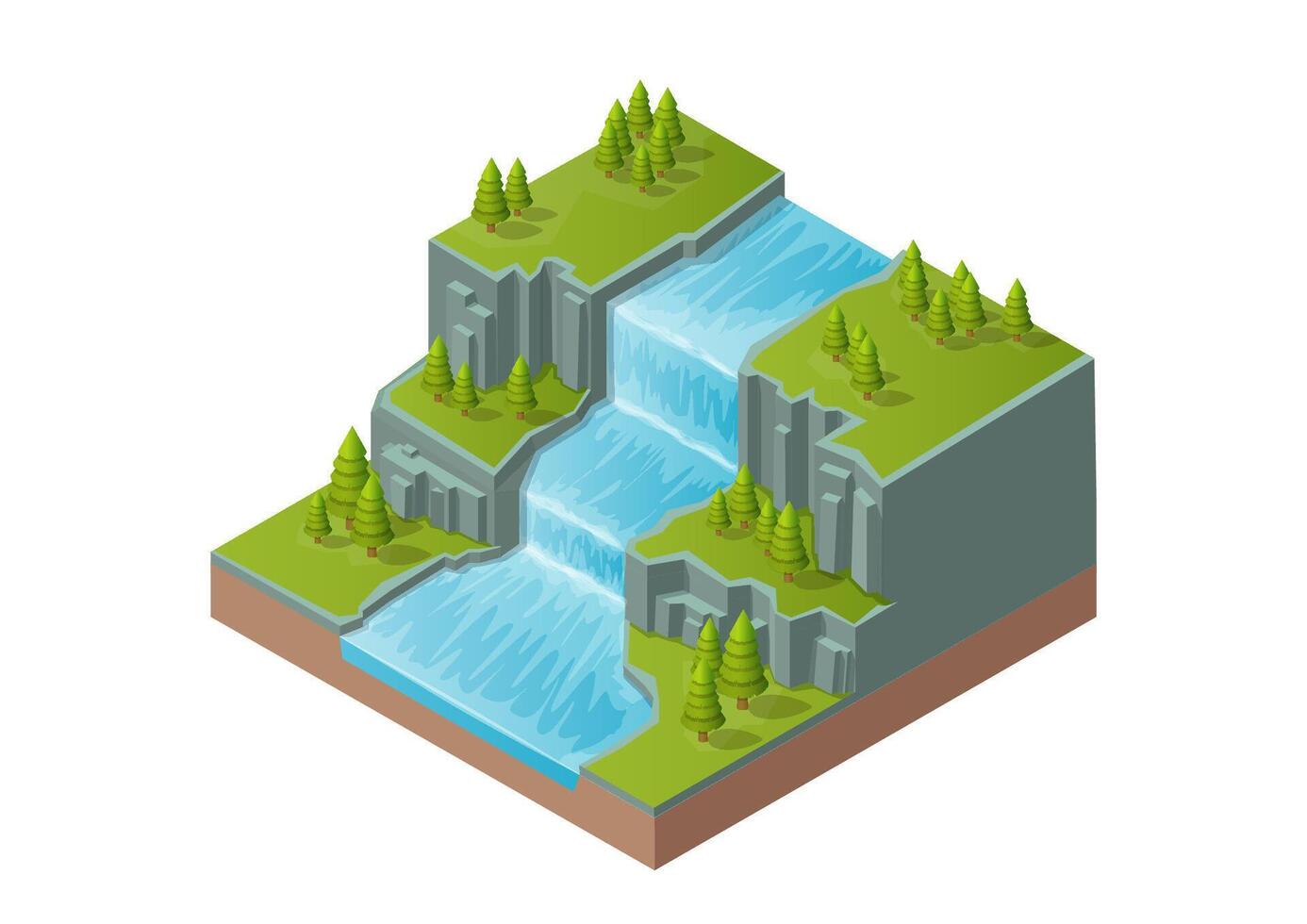 Isometric natural beautiful waterfall vector