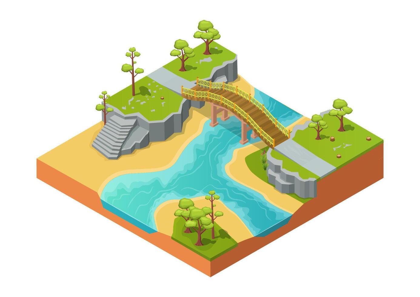 isometric beautiful nature river vector