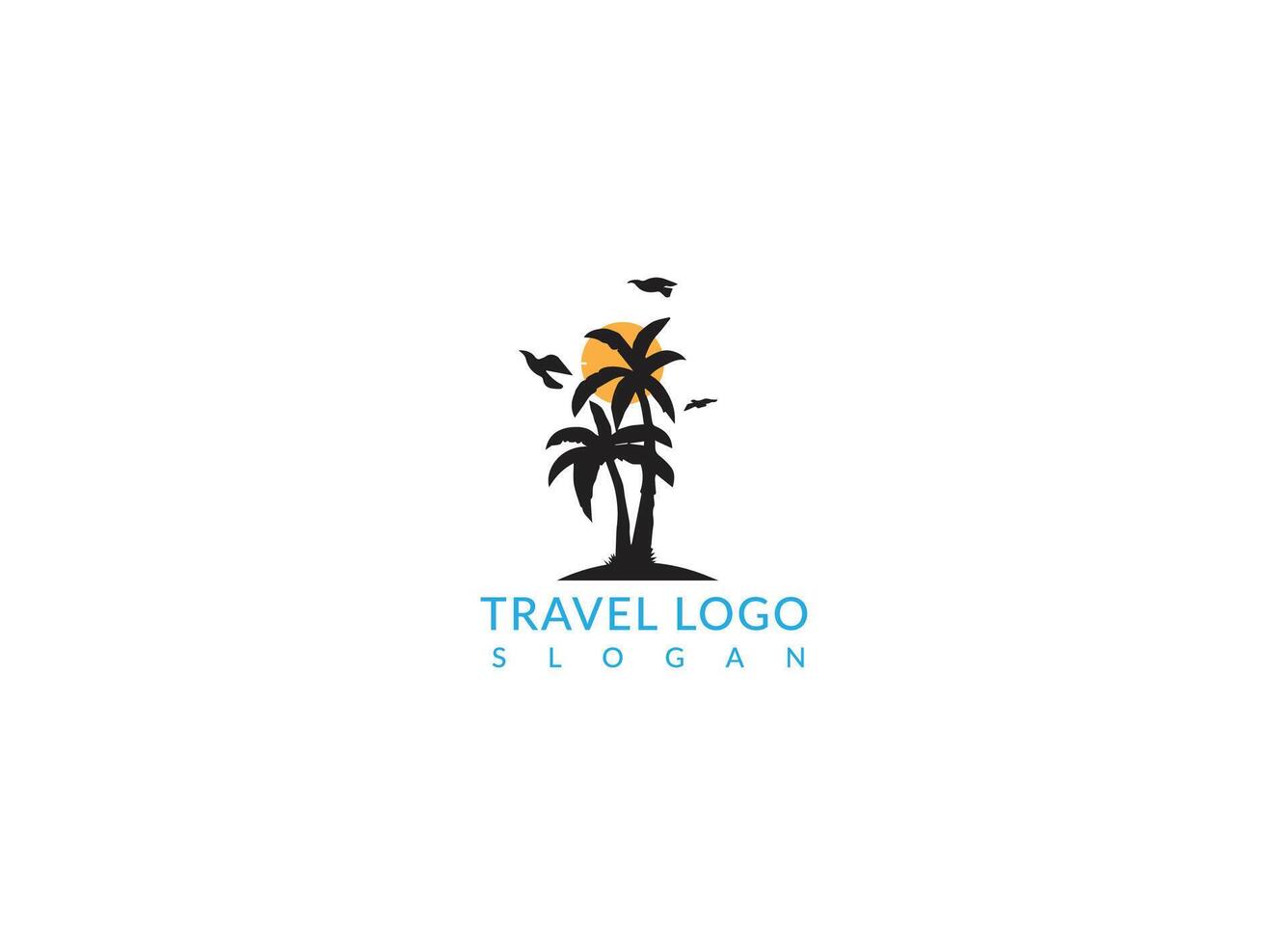 Creative palm tree Vector logo travel design.