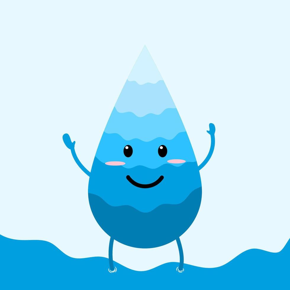 ilustración para internacional agua día, linda agua soltar personaje, lata ser usado para carteles, volantes vector