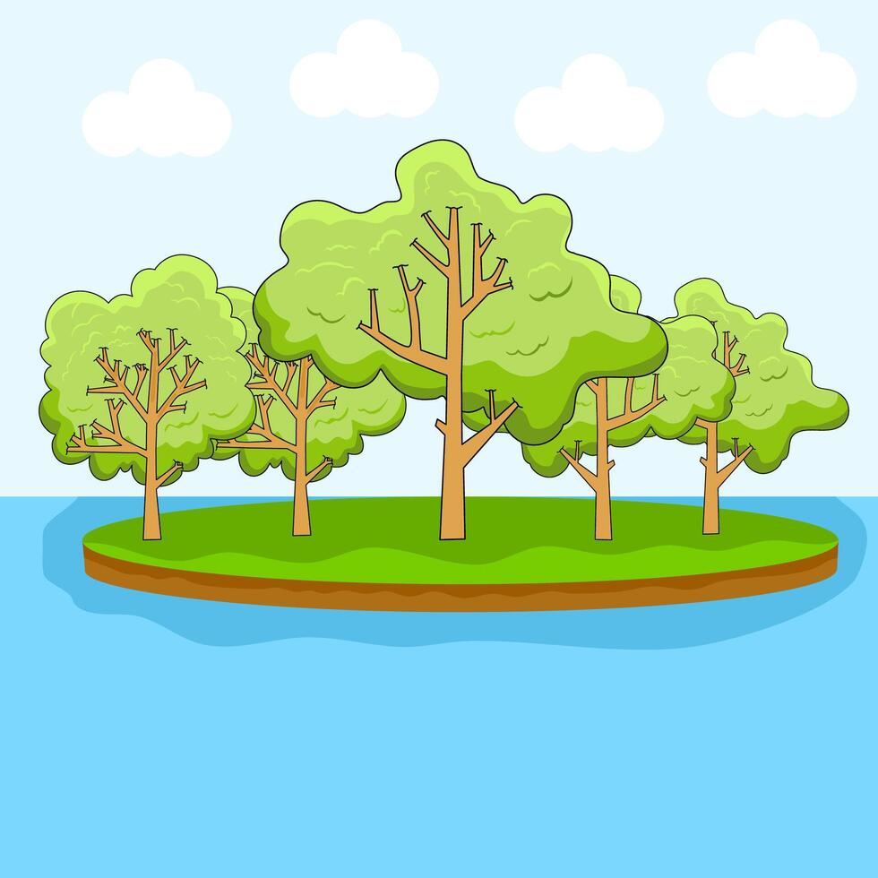illustration for international water day, trees and islands whose water gives life, can be used for posters, flyers vector