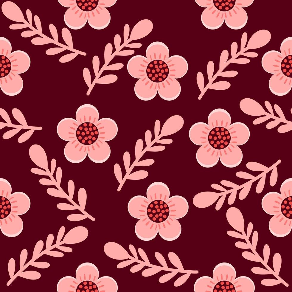 seamless pattern with a floral theme, with a flat design style vector