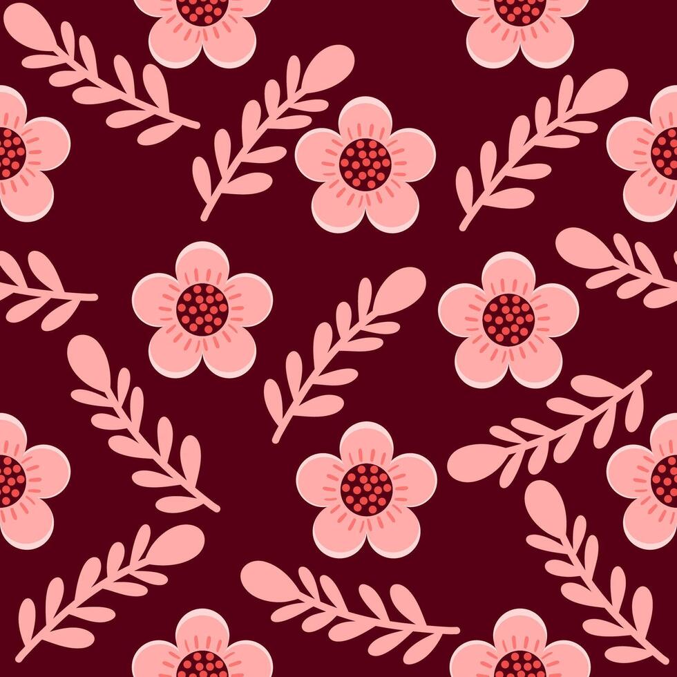 sin costura modelo con un floral tema, con un plano diseño estilo vector