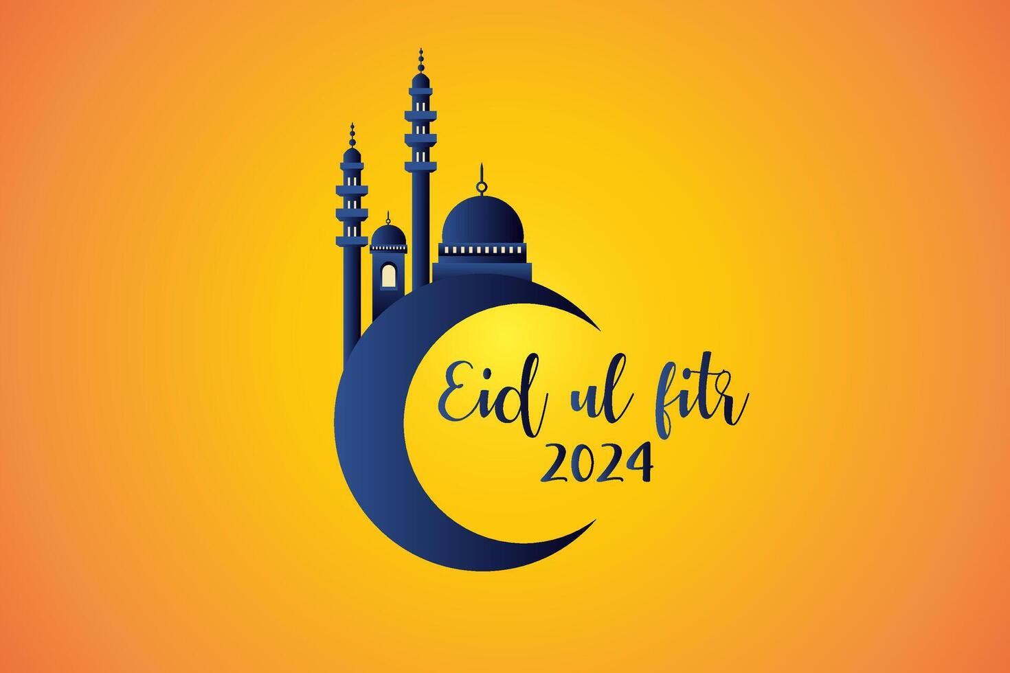 Eid al fitre 2024 Eid mubarak Card vector