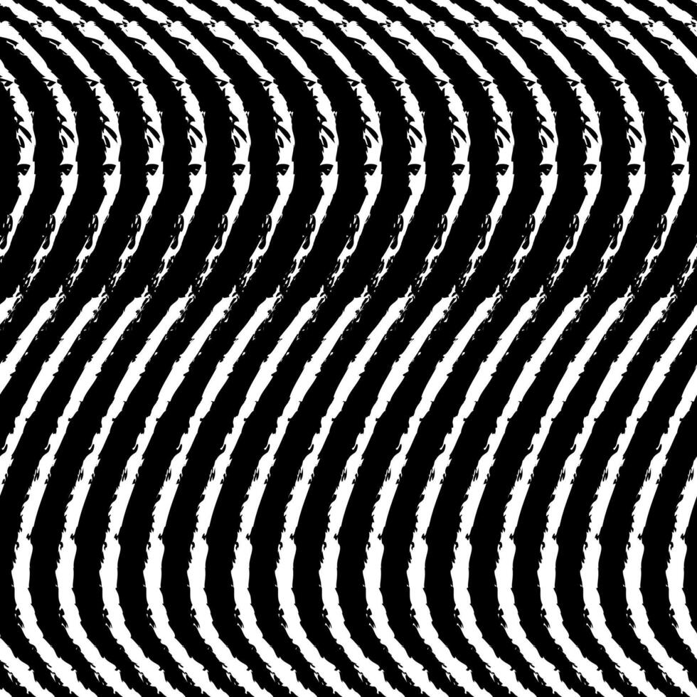 Black and white abstract wavy lines in seamless pattern vector