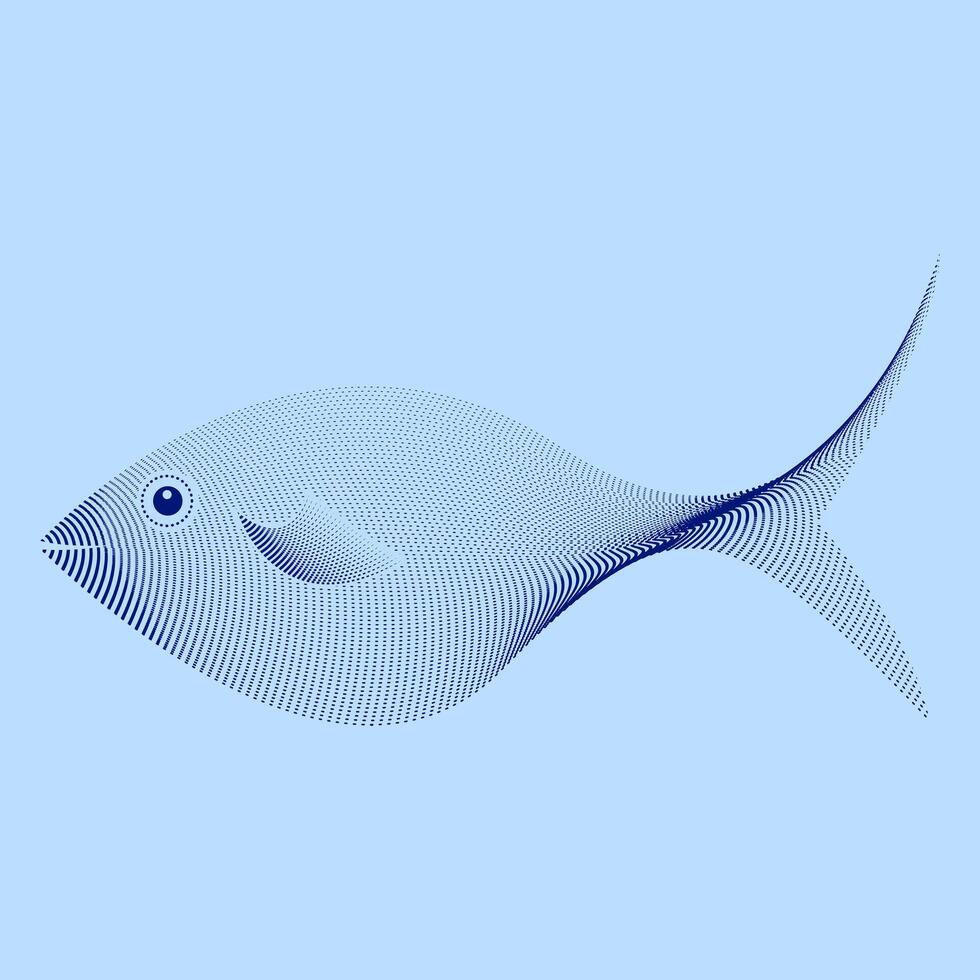 Abstract fish with dotted lines. Vector illustration design