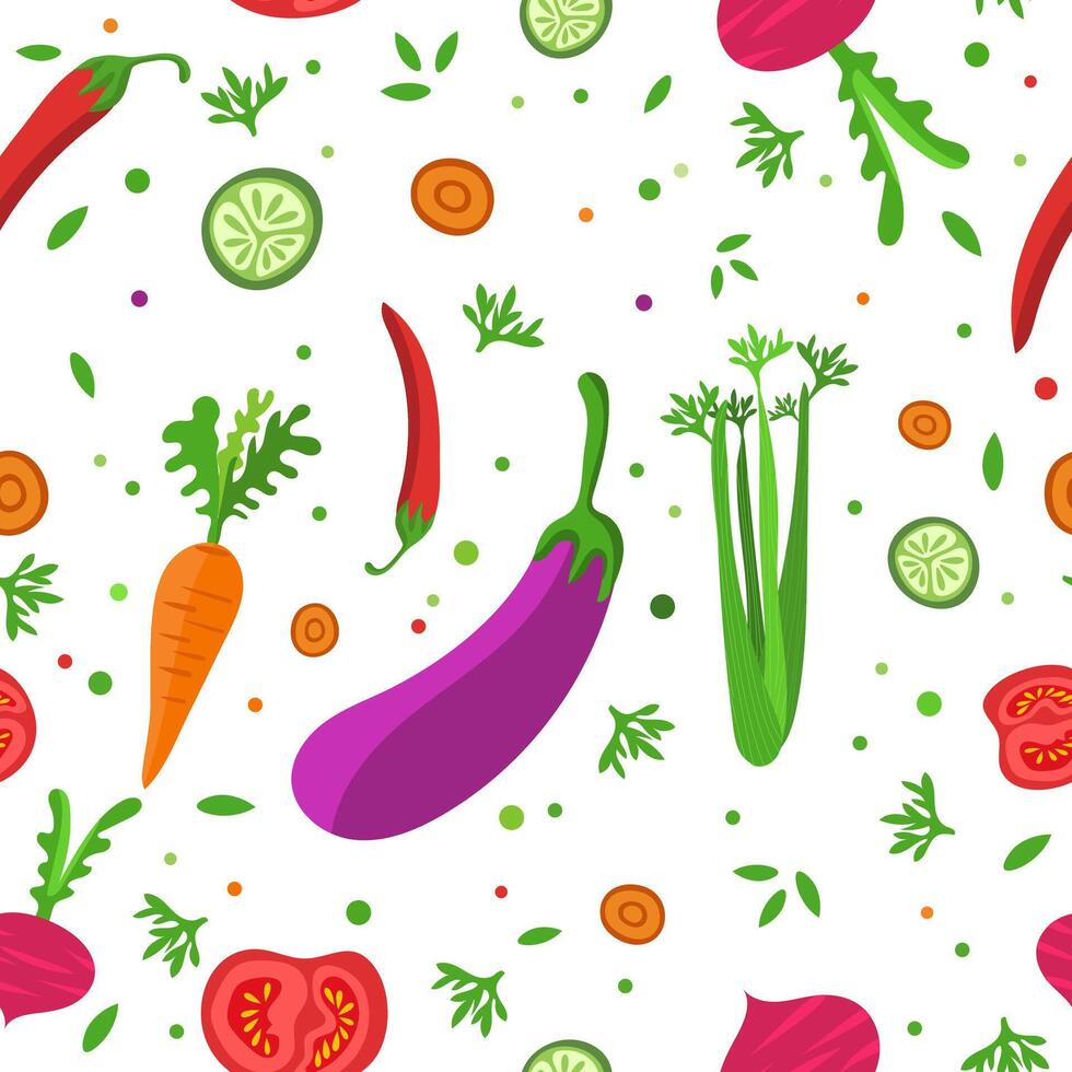 Fresh vegetable background with seamless pattern vector