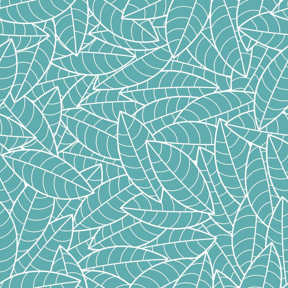 Turquoise abstract leaves, seamless floral pattern background vector