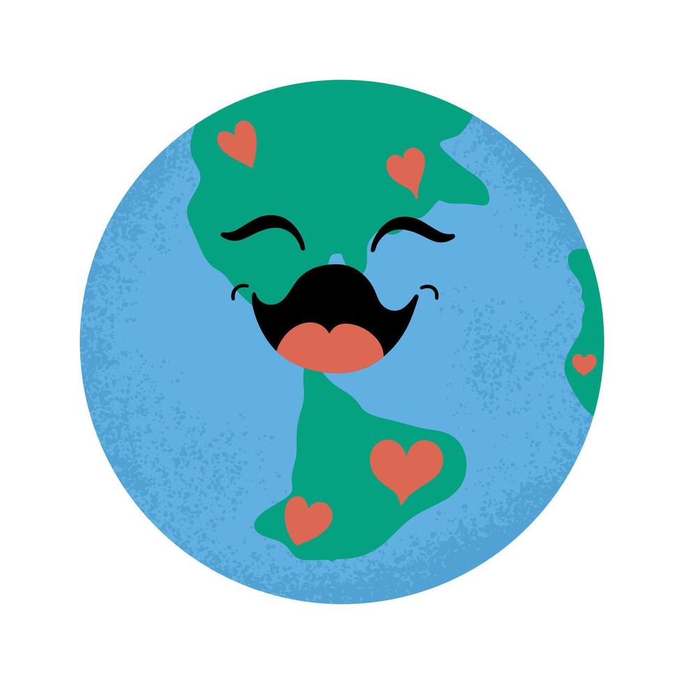 Kawaii cartoon planet. International Mother Earth Day illustration. vector