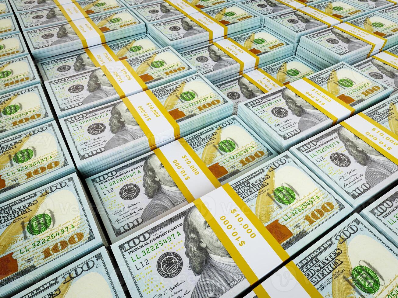 Background - rows of US dollars bundles photo