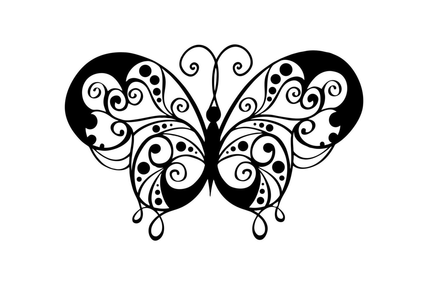 Tribal Style Butterfly Vector on White Background