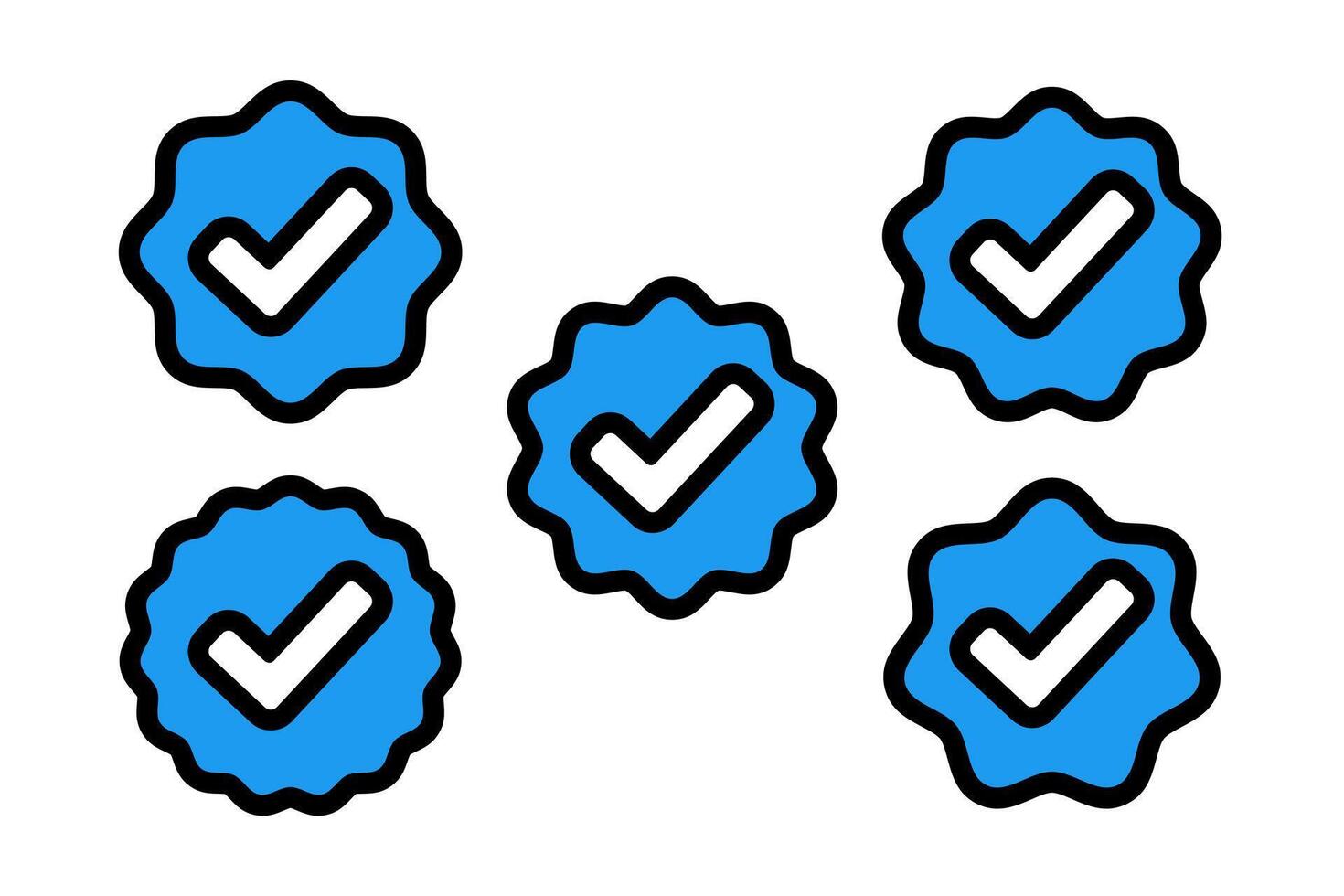 Set of verified check blue icons vectors
