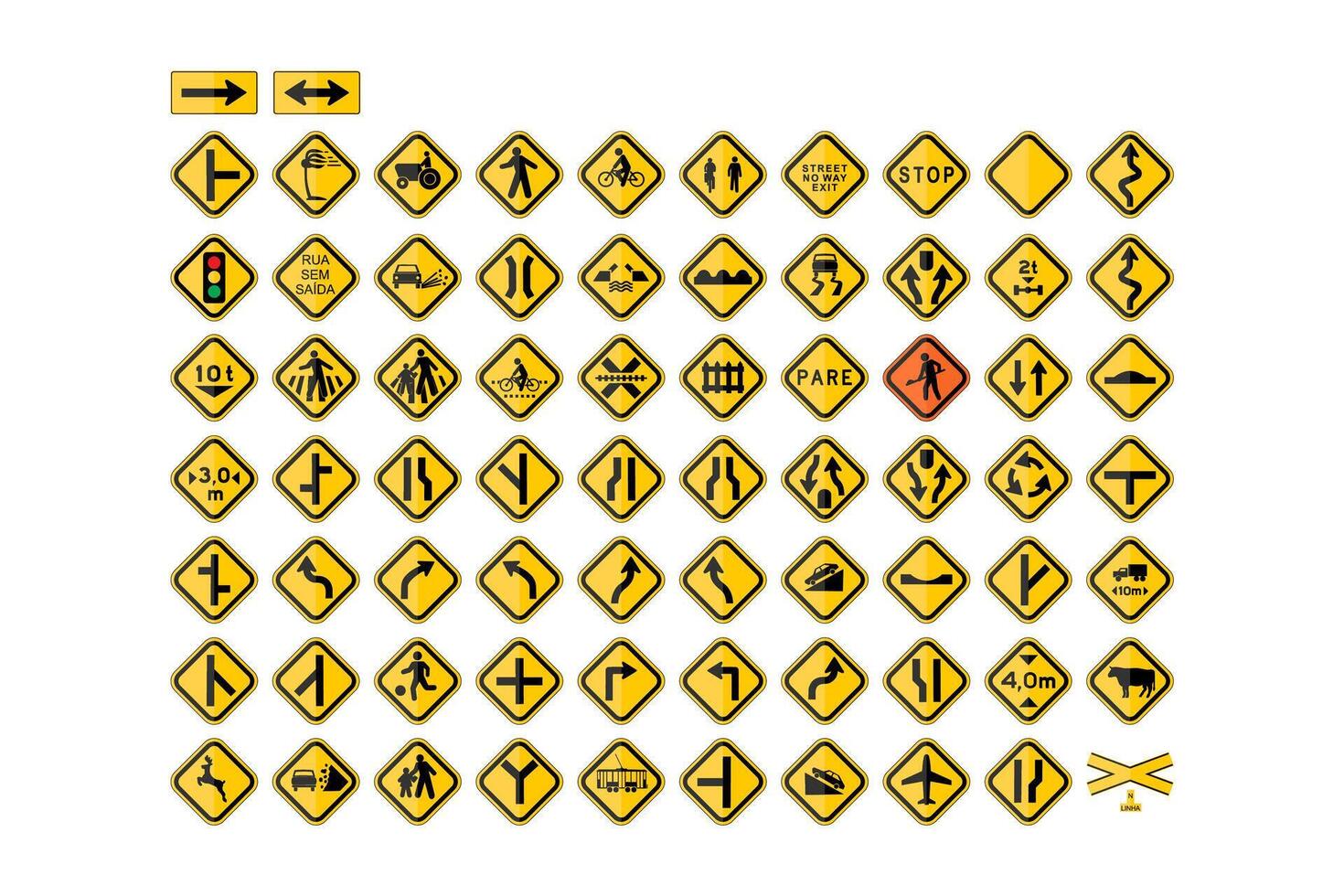 Set Vector Traffic Regulation Signs Signs White Background