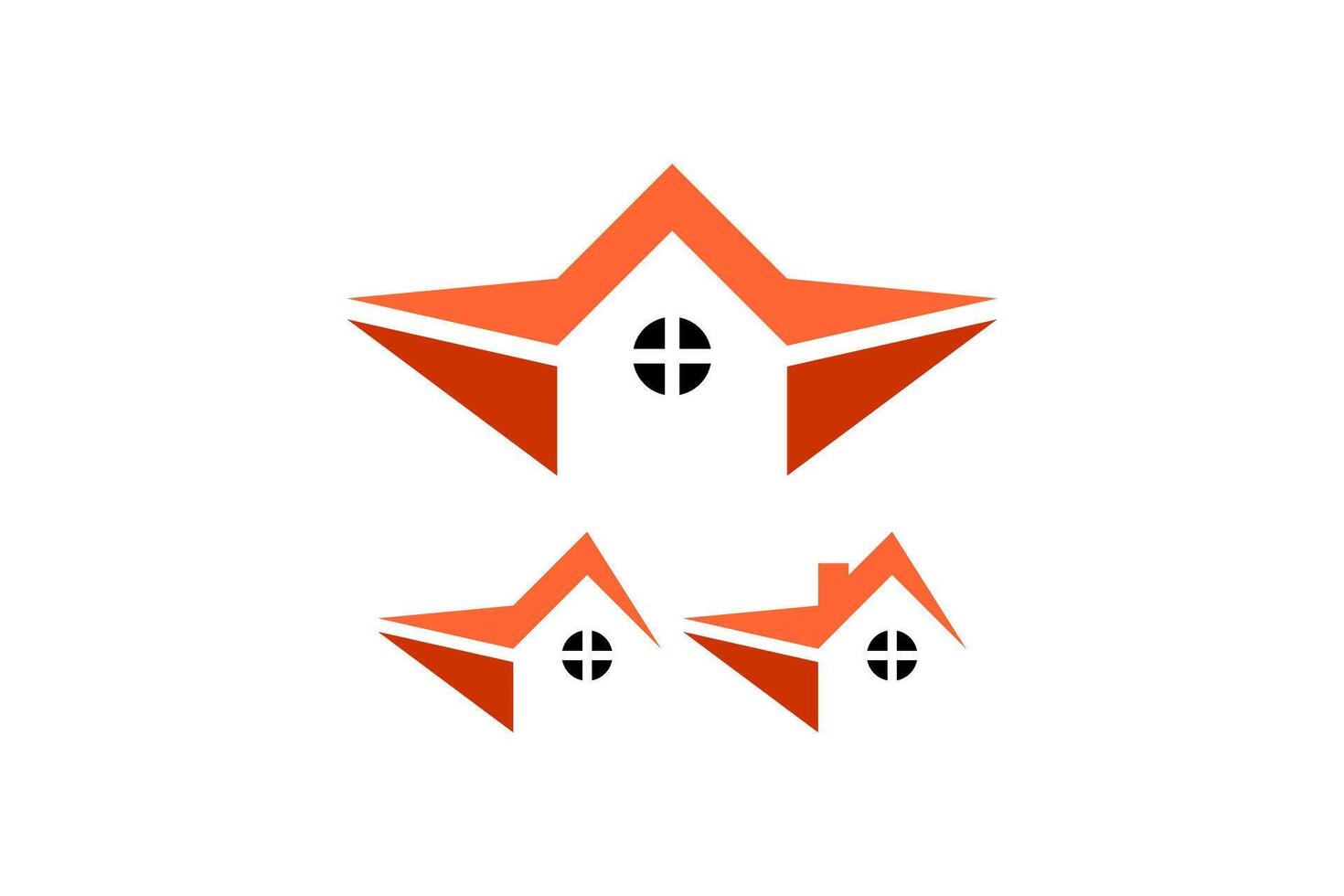 Set Vector House Roofs Logo White Background