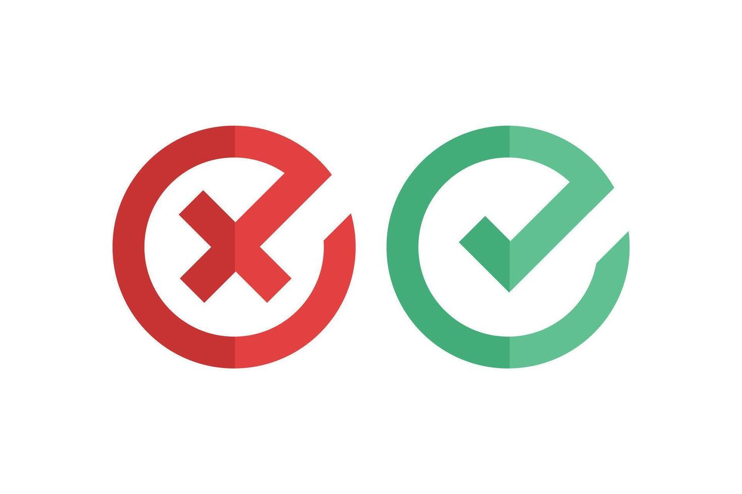 Set Vector True and False Icons with White Background