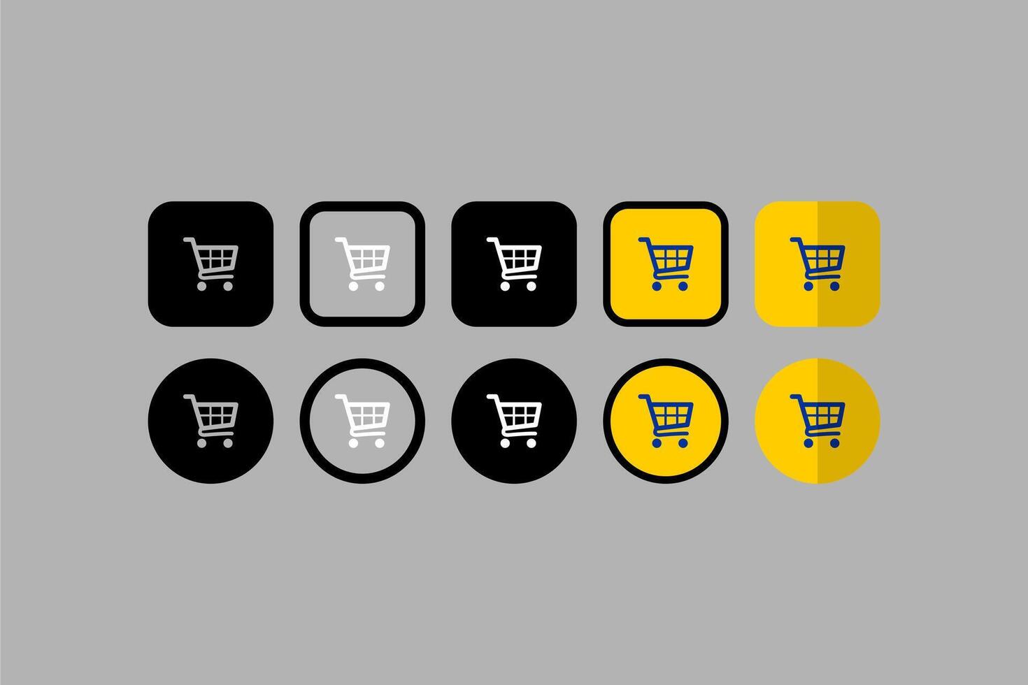 Set vector ui design icons shopping cart online store gray background
