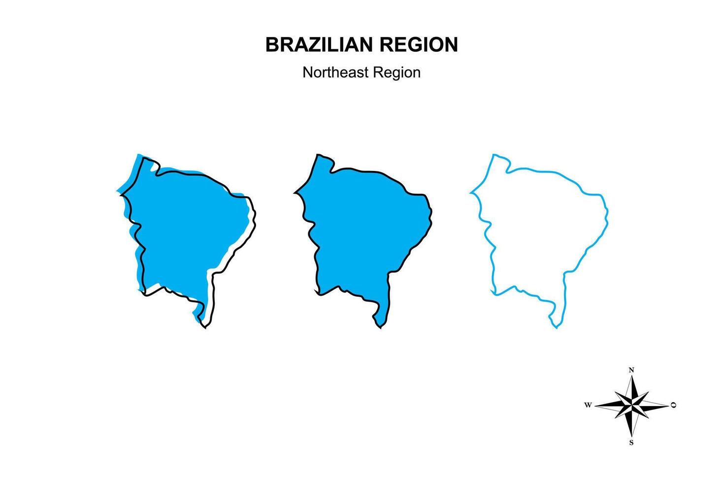 Vector set map northeast region of Brazil on white background