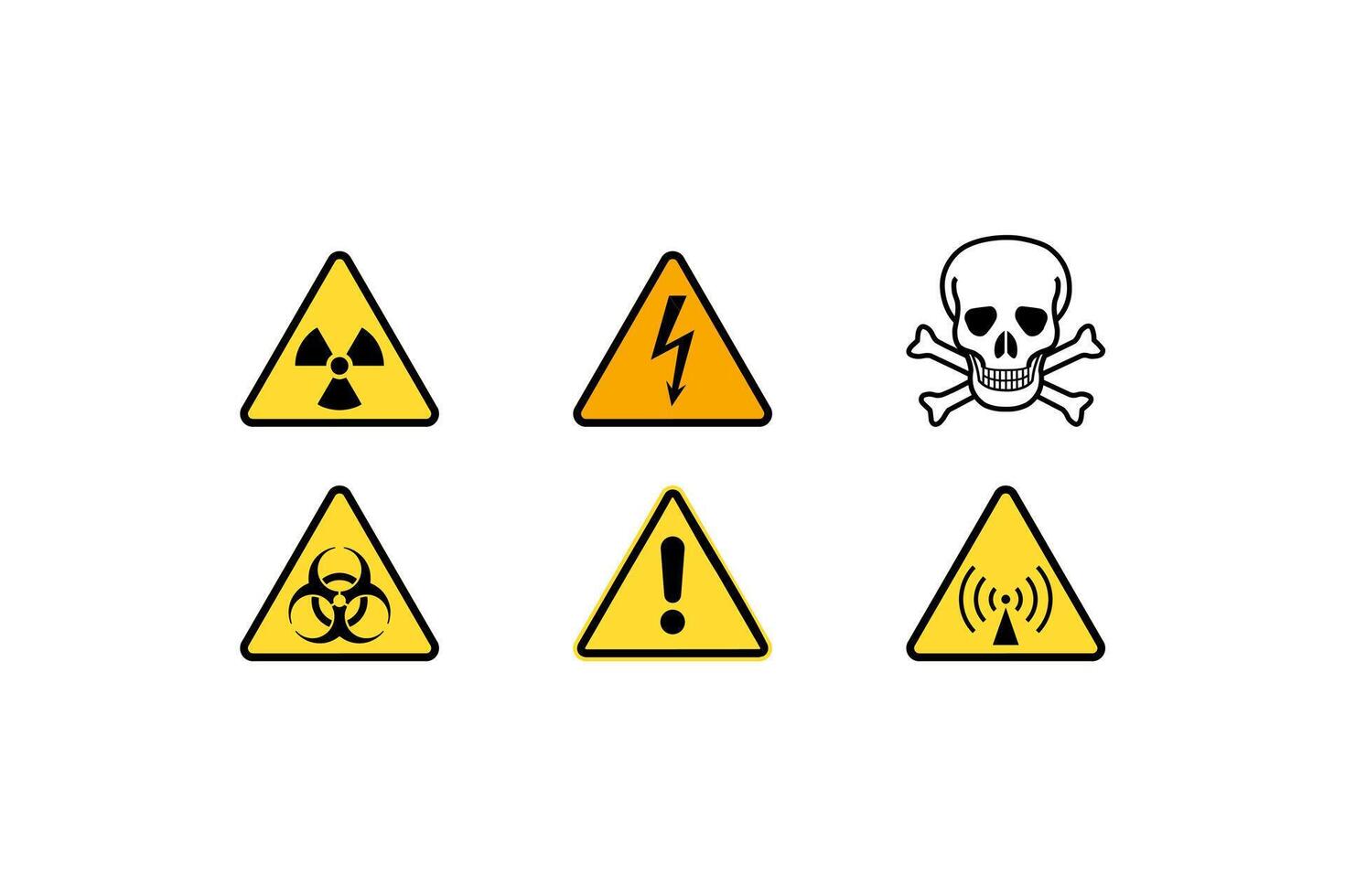 Set Vector Hazard Warning Symbols White Background