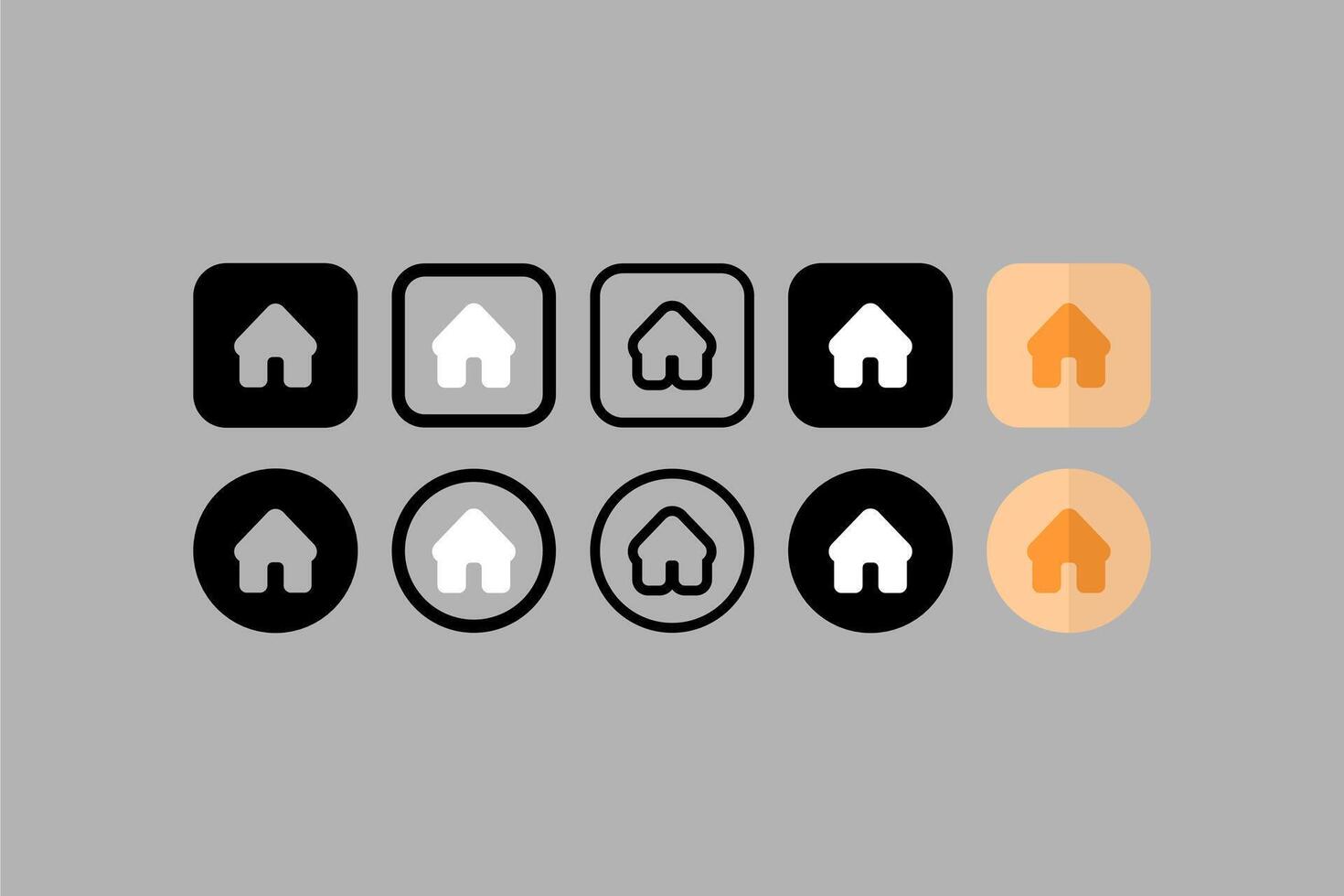 Set Vector UI Design Icons House Gray Background