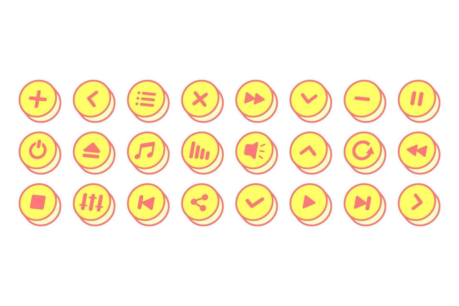 Set Isometric Icons Play Music Buttons White Background vector