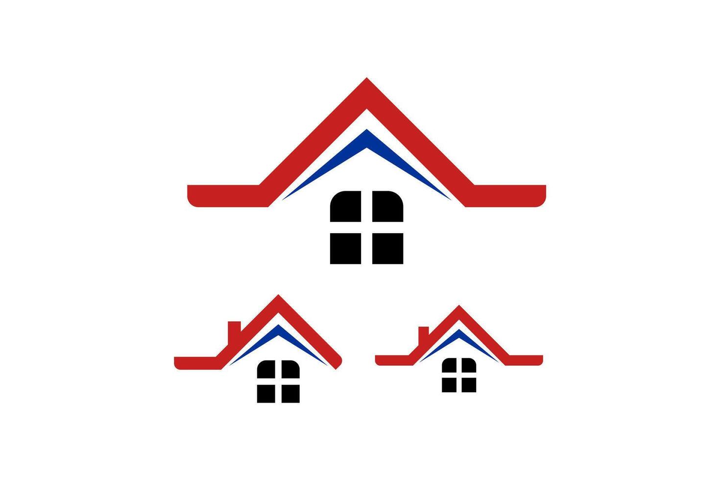Set Vector House Roofs Logo White Background