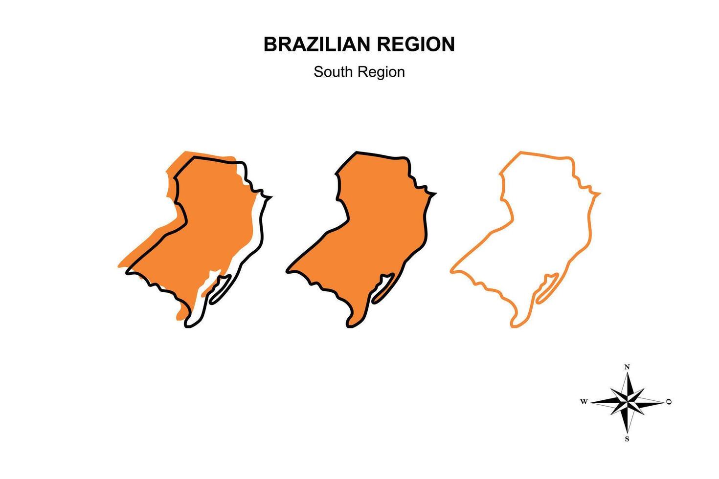 Set vector map of the southern region of brazil on white background