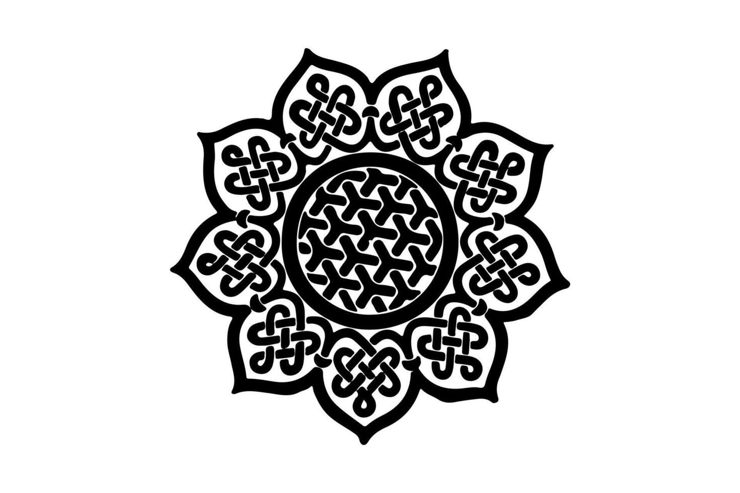 Vector geometric mandala floral pattern on white background